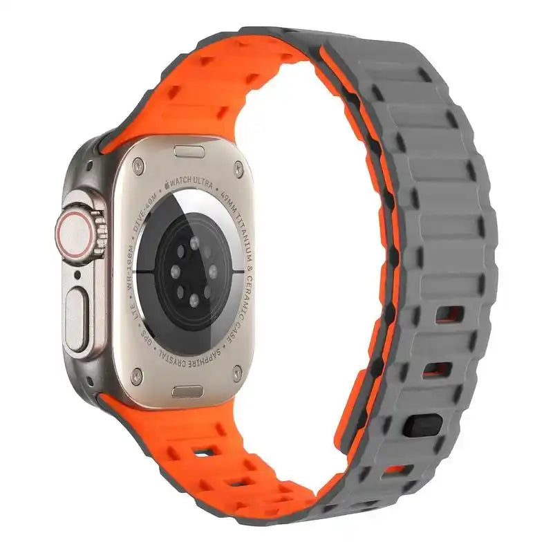 Premium Dual Silicone Magnetic Straps for Apple iWatch (42-49mm) Series 1-10, Ultra 1, 2, 3, SE