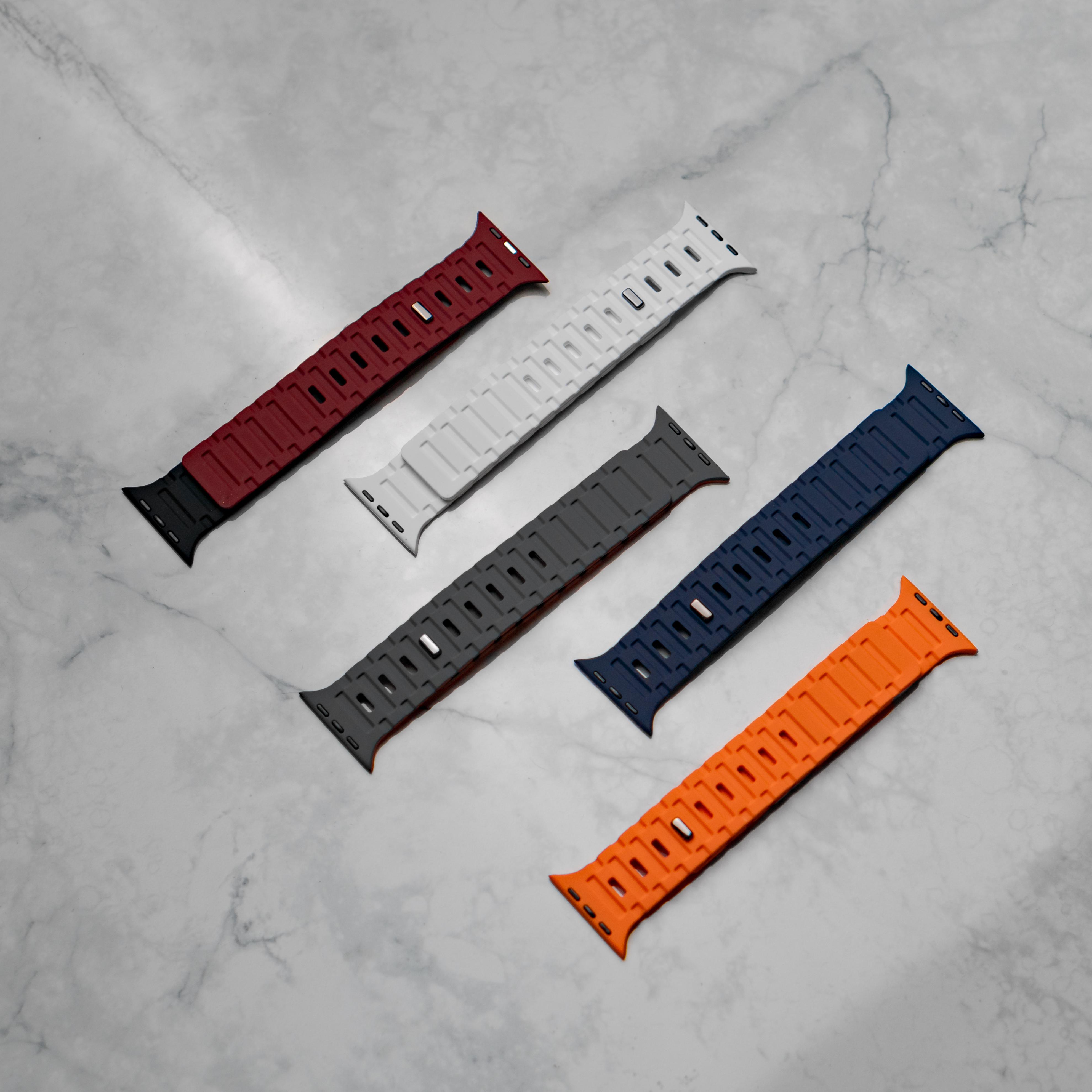 Premium Dual Silicone Magnetic Straps for Apple iWatch (42-49mm) Series 1-10, Ultra 1, 2, 3, SE