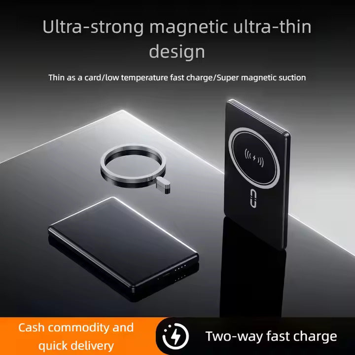 Ultra Thin Aluminum Alloy 15w Magnetic Wireless Mobile Power Bank 5000mah for Mobile Phone