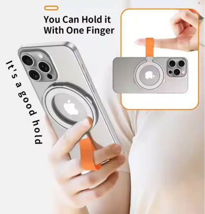 Silver Orange Rotatable Magnetic Kickstand Ring Holder - Hiprotech