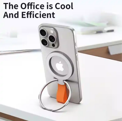 Silver Orange Rotatable Magnetic Kickstand Ring Holder - Hiprotech