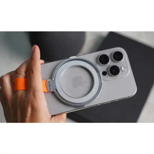 Silver Orange Rotatable Magnetic Kickstand Ring Holder - Hiprotech