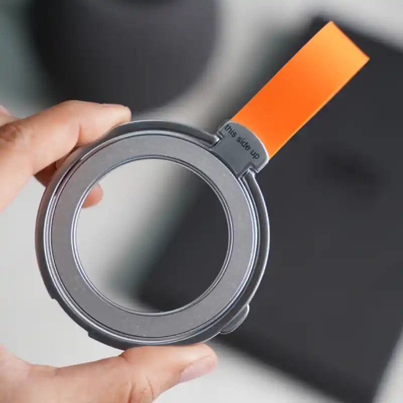 Silver Orange Rotatable Magnetic Kickstand Ring Holder - Hiprotech