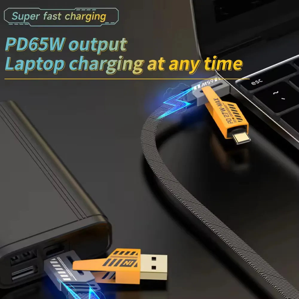 4in1 Alloy USB-C Type C Braided Charger Cable Fast Charging Phone Data Multi-Function - Hiprotech