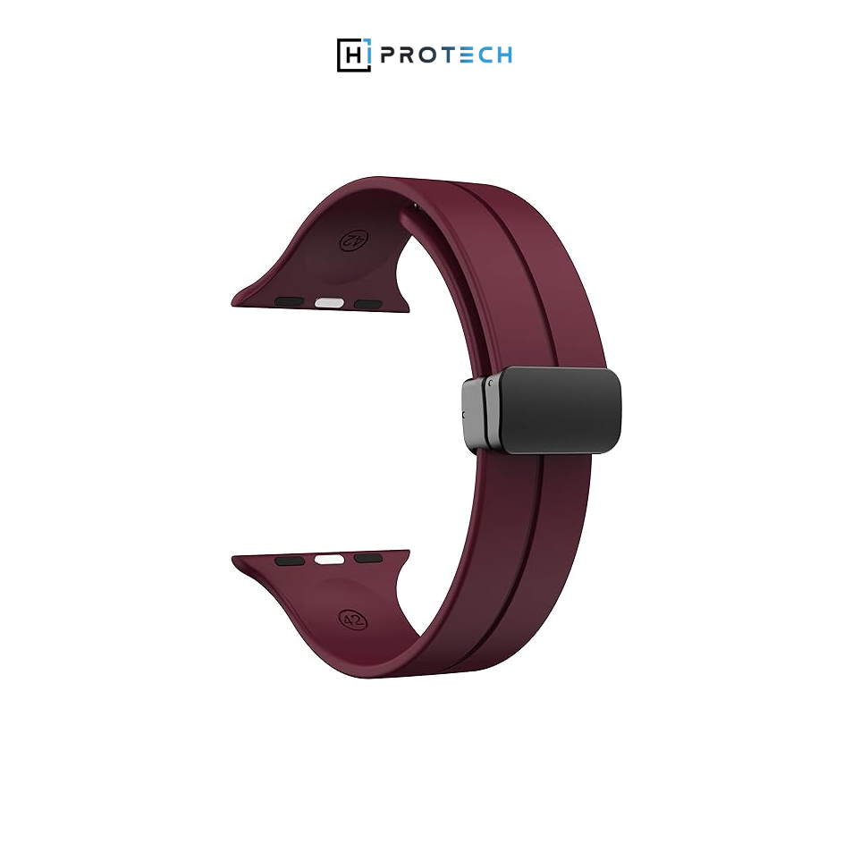 🎁 Premium Magnet Lock Strap - 42-49mm for iWatch Series 1-10, Ultra - Maroon